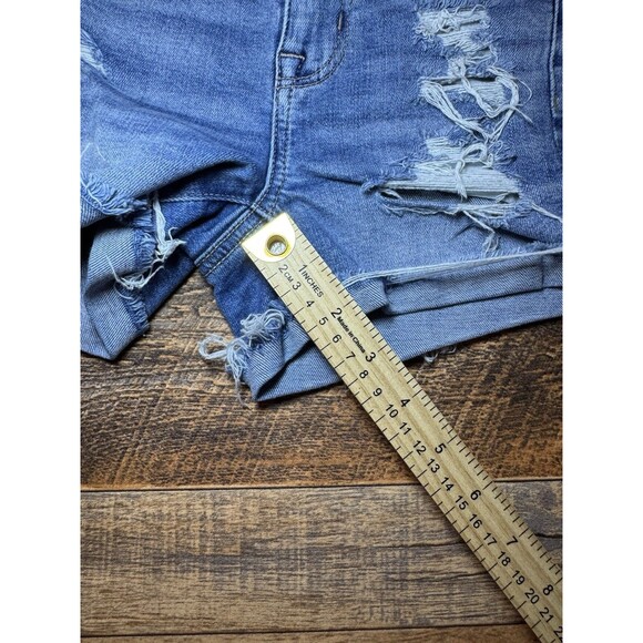American Eagle Shorts Womens 00 Hi-Rise Shortie Denim Distressed Cutoff Ripped - Picture 10 of 10